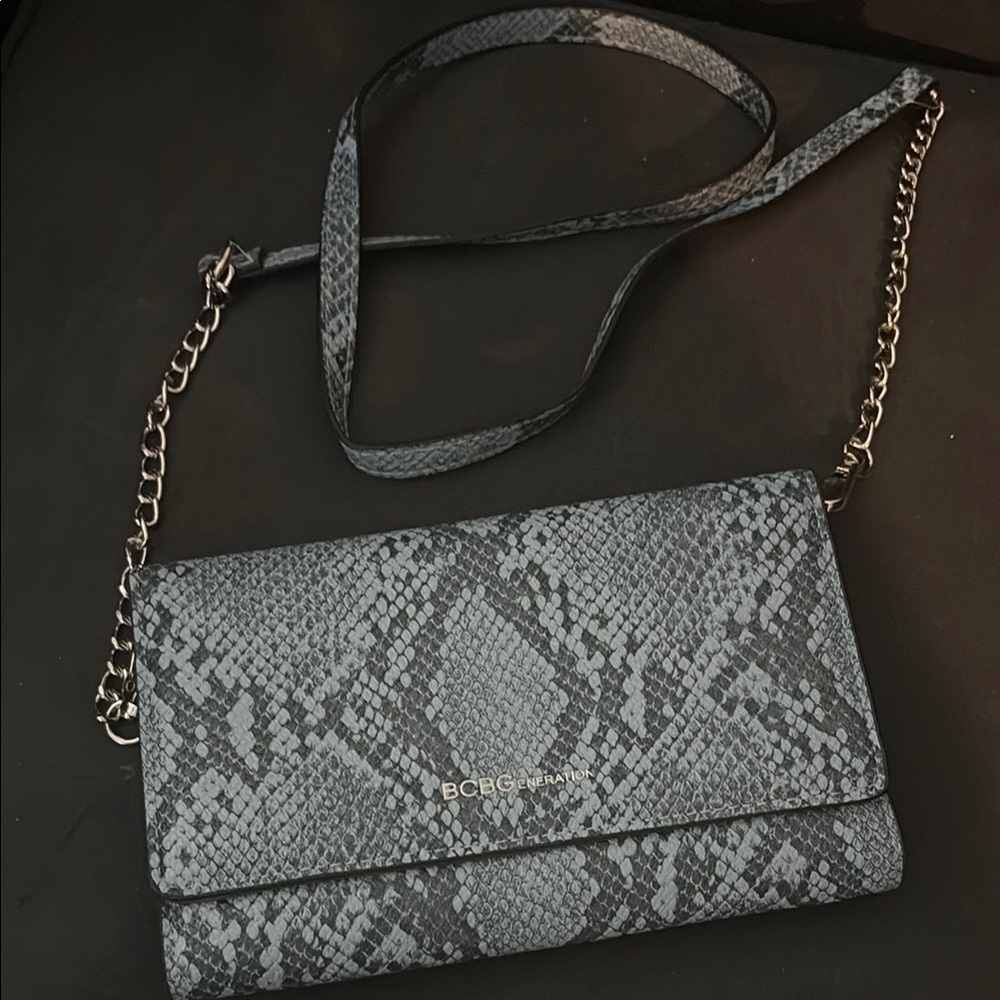 BCBGMAXAZRIA Gray Snake Print Crossbody Bag